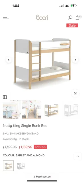 Borri Natty King Single Bunk Bed, Noddy Mattresses under bunk drawer chest draw
