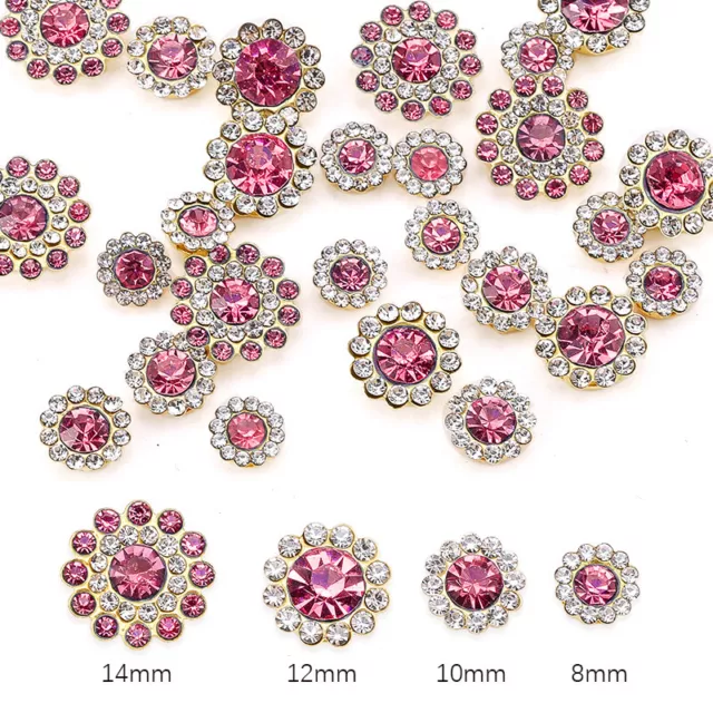 18 Color Gold Flower Claw Sew on Glass Rhinestones Gems for Clothes Sewing Decor