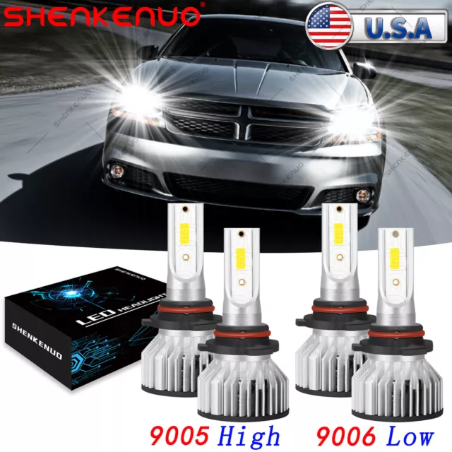 For Dodge Avenger 2008-2014 6000K LED Headlight Bulbs High & Low Beam WHITE F7