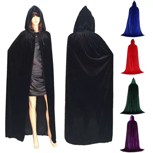 Halloween Adult Witch Cloak Hooded Cape Robe Velvet Party Cosplay Costume 3