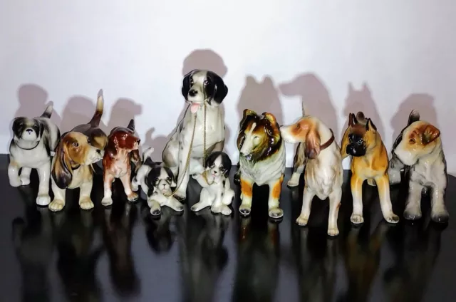 Vintage Rare Porcelain 8 Dog Figurines  Made in Japan, Germany, see photos, 4-6" 2