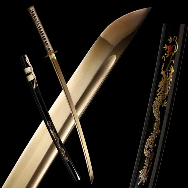 Katana Australia Handmade Japanese Carbon Golden Full Tang Sharp Samurai Sword