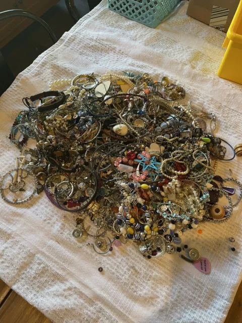 Huge Jewelry Lot Crafts Repair Sell Wear Junk Drawer Estate Old Vintage