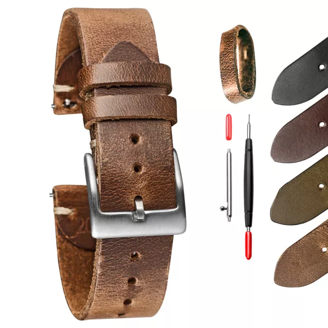 Leather Watch Bands Horween Leather Watch Strap for Men Women 18mm 20mm 22mm