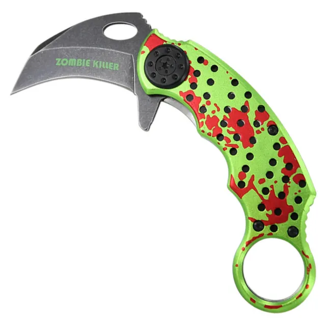 5.5" Primal Fear Karambit Knife - Tactical Spring Assist Folding Zombie Killer