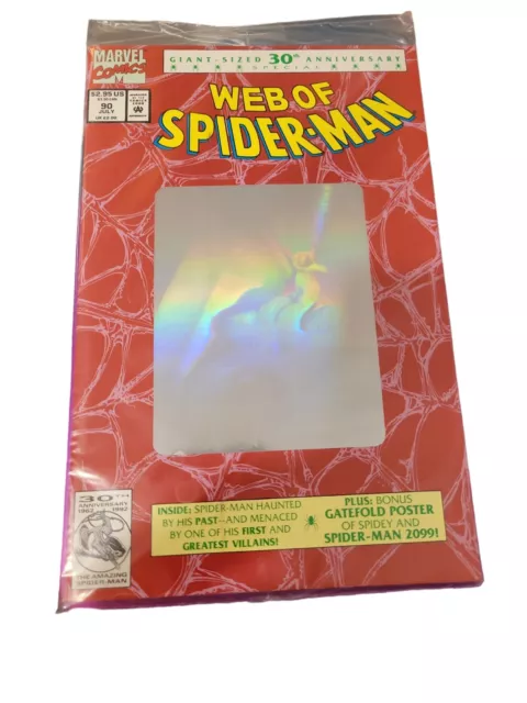 Web of Spider-Man #90 (1992) Holo 30th Anniversary Spider-Man 2099 Newsstand NM-