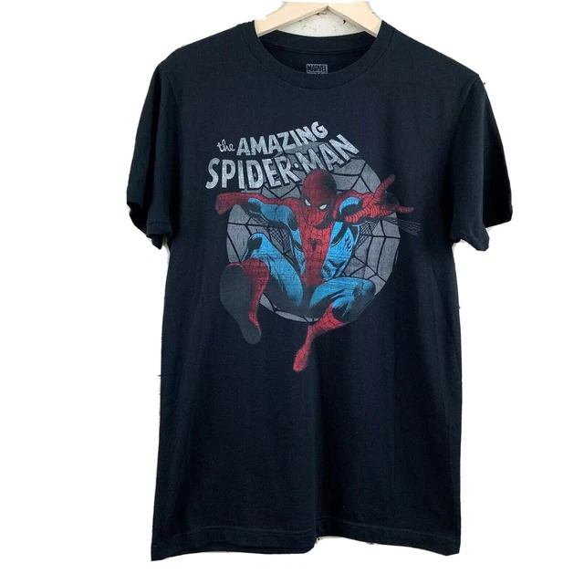 Marvel Mens Amazing Spiderman Graphic T Shirt Size S Black