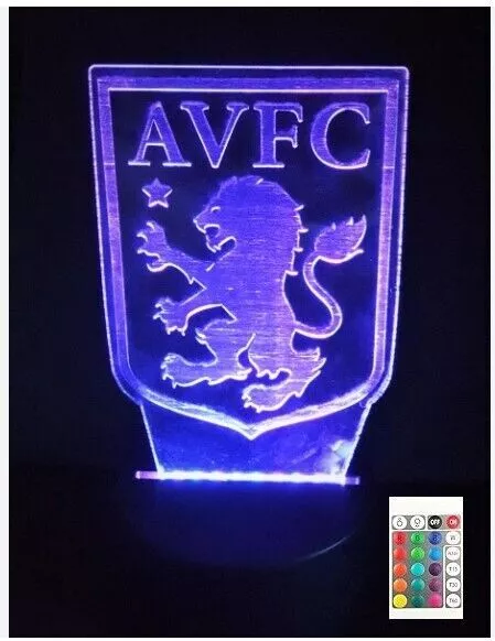 Aston Villa Football AVFC  3D LED Night Light Bluetooth Music Lamp Home Decor