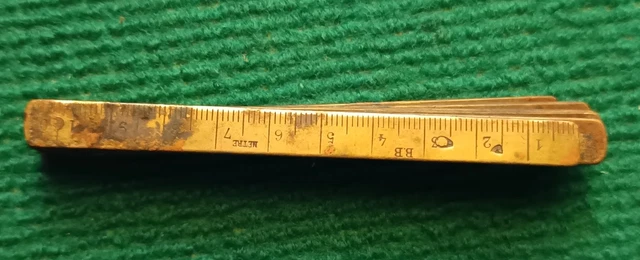 Ancien Mètre Pliant En Laiton – Instrument De Mesure Vintage 19ème (1800-1899)