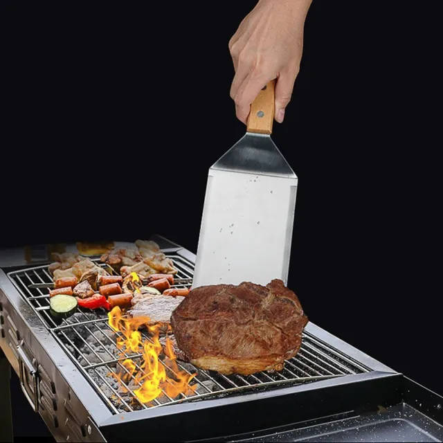 Combo coupe-pizza et spatule barbecue en acier inoxydable pour barbecue