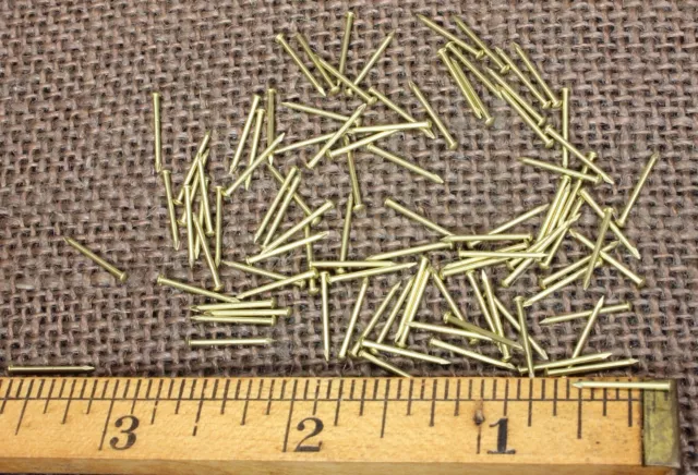 1/2” SOLID BRASS BRADS 100 NAILS 20 gauge Escutcheon pins tiny head USA made