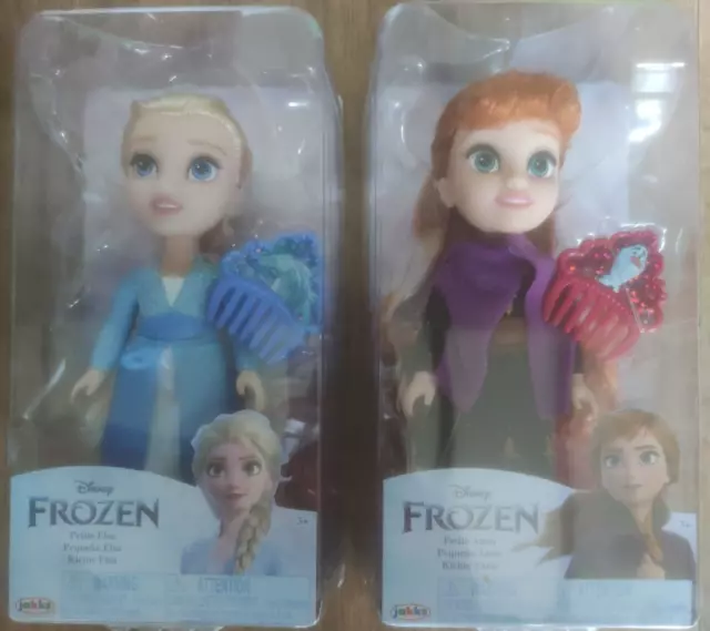 Disney Frozen Petite Anna & Elsa 6" Mini Dolls With Combs Rare 2 Doll Pack BNIB