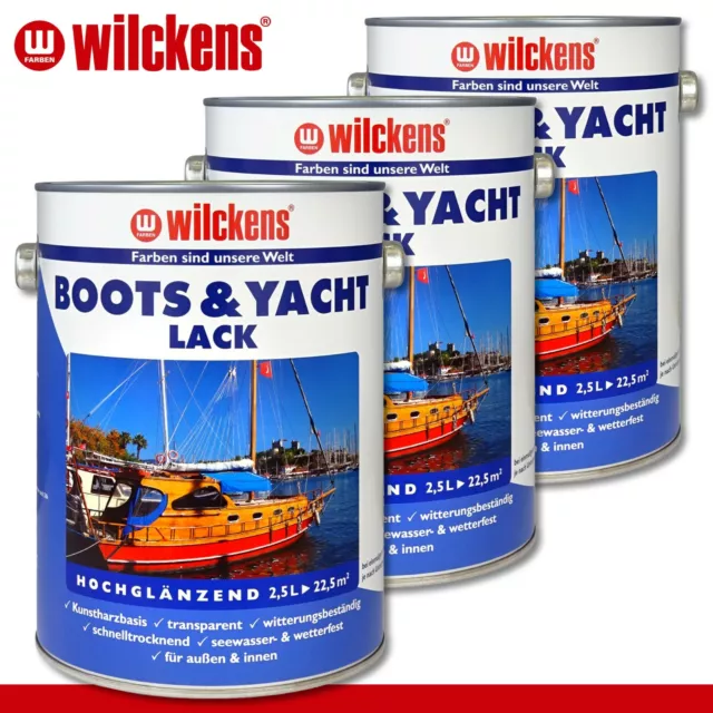 Wilckens 3 x 2,5 L Barca & Vernice Yacht Incolore Vernice per Barca Schiffslack