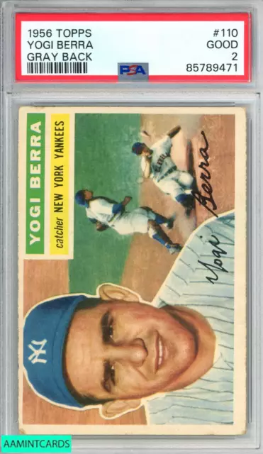 1956 Topps Yogi Berra #110 Gray Back New York Yankees Hof Psa 2 Good