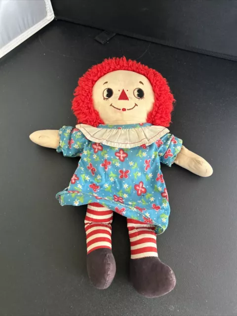 Vintage Raggedy Ann Doll Knickerbocker - Blue Pink Flower Dress applause 12”