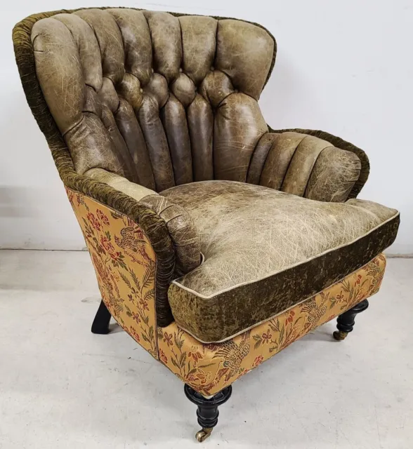 Leather Wingback Library Reading Chair by CAROL HICKS BOLTON for E J VICTOR