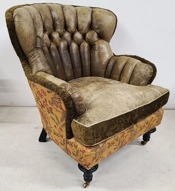 Leather Wingback Library Reading Chair by CAROL HICKS BOLTON for E J VICTOR Leather Wingback Library Reading Chair by CAROL HICKS BOLTON for E J VICTOR