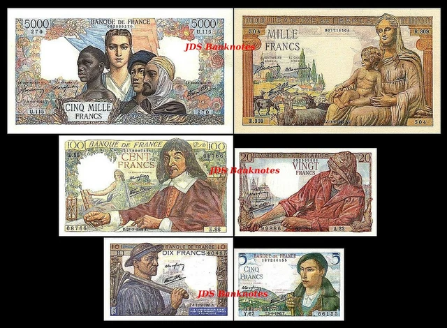 2x 5, 10, 20, 100, 1.000, 5.000 Fr. - Edition 1941 - 1950 - Reproduction - 08