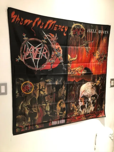 SLAYER Collage Album Cover Flag Fabric Wall Tapestry 4x4 Feet Banner