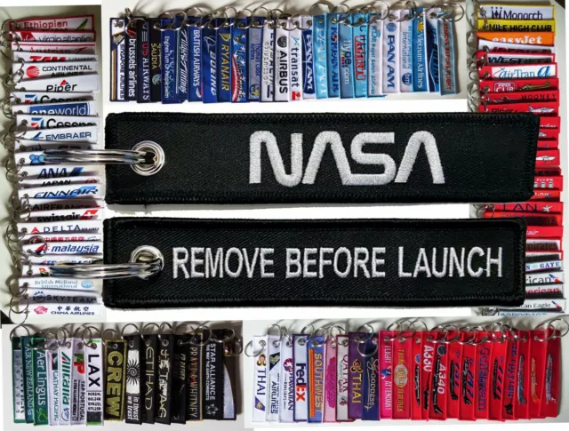 keyring NASA Remove Before LAUNCH keychain tag BLACK