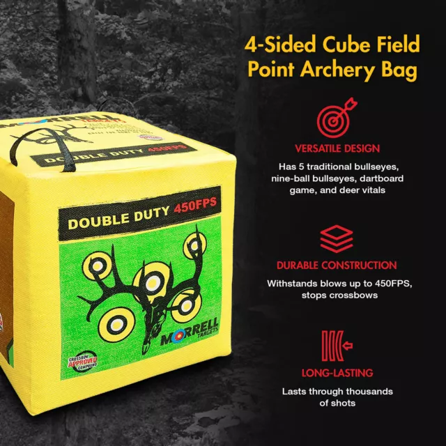 Morrell Double Duty 450 FPS 4 Sided Cube Field Point Archery Bag Target, Yellow 2