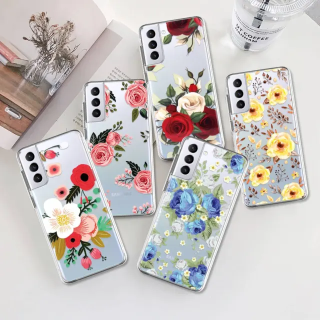 Pretty Flower Phone Clear TPU Case For Samsung Galaxy S23 S22 A14 A53 A13 Cover