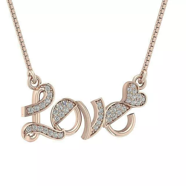 Love Pendant 1.60 Ct Lab-Created Diamond Women's Necklace 14k Rose Gold Plated