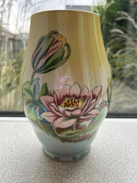 Royal Winton Grimwades Floral Yellow Pearlescent Vase 22.5cm