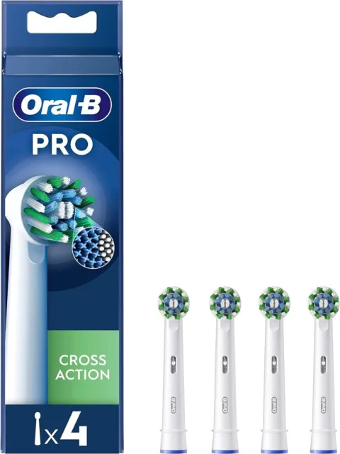 4 Pack Oral B Cross Action Braun Replacement Electric Toothbrush Heads