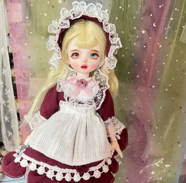 FULL SET 1/6 BJD Doll Girl Eyes Face Makeup Wig Hair Clothes Shoes Kids Toy Gift