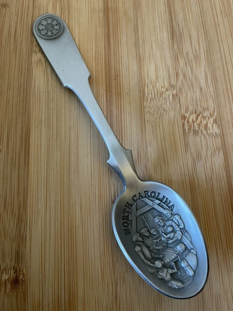 1976 Franklin Mint NORTH CAROLINA Colony Pewter Souvenir Spoon 6.5"