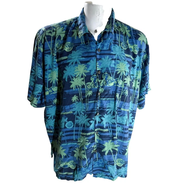 Chemise Homme Harley-Davidson Coton Bleu Écossais - Taille 42 Occasion Très Bon État