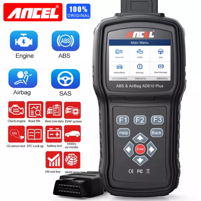 AD610 Plus OBD2 Scanner Code Reader Automotive Diagnostic Tool ABS SRS SAS Reset 2