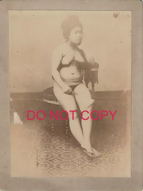Photographie Asie Japon Albumen Femme Nue Assise Entre 1890-1920