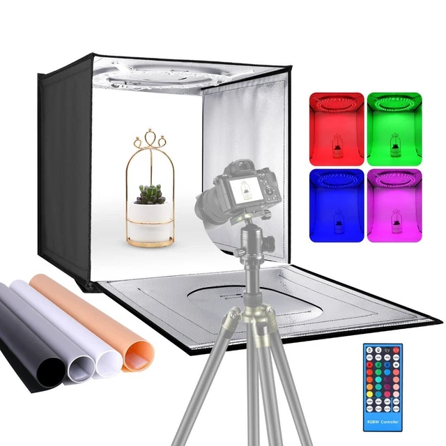 Caja de luz con control de aplicación y control remoto infrarrojo, estudio fotográfico más nuevo RGB