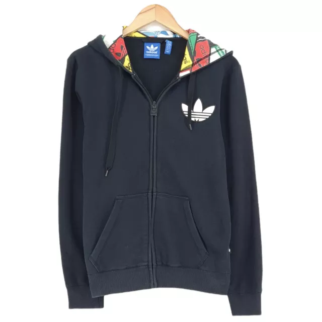 Adidas Originali Nero Felpa con Cappuccio Maglione Uomo TAGLIA XS