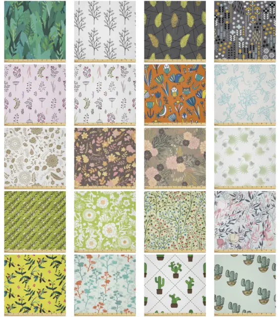 Ambesonne Botanical Form Microfiber Fabric by The Yard for Arts and Crafts