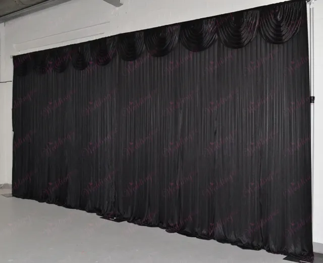 6Mx3M Black Wedding Backdrop Curtain with Detachable Swag for SALE (20ftx10ft)