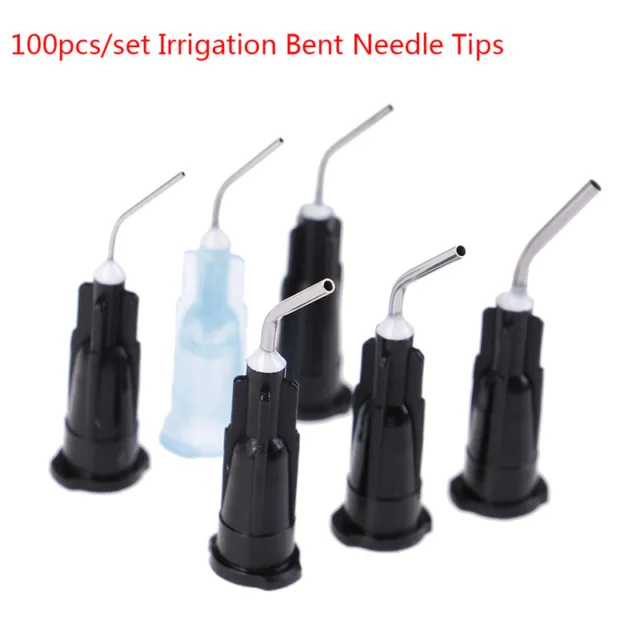 100X Dental Irrigation Bent Needle Tips Flow Dentals Flowable Composits SyriI~mj