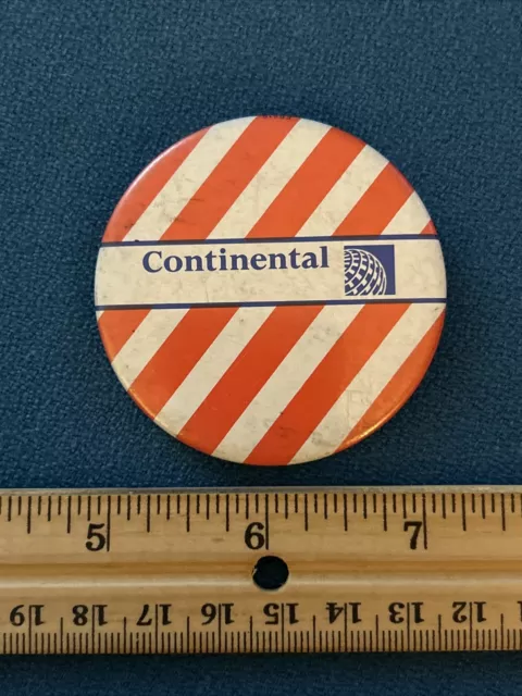 VINTAGE 70's Continental Airlines Red & White Striped Pinback Button Pin 2"