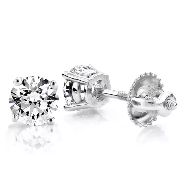 18Carat White Gold & Diamond Solitaire Stud Earrings 4Claw Setting Great Value!