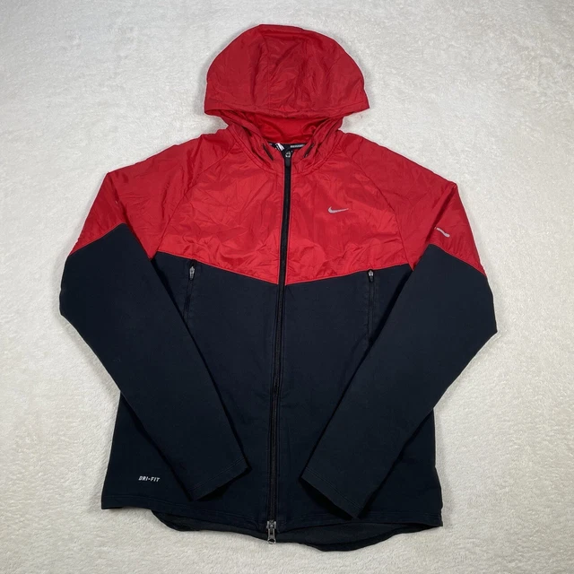 Giacca con cappuccio Nike Running Dri-Fit cerniera intera da uomo grande rosso nero track top