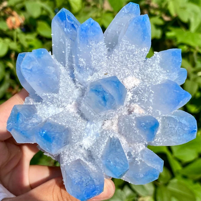 483G New Find BLUE Phantom Quartz Crystal Cluster Mineral Specimen Healing