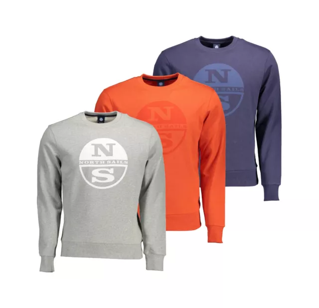NORTH SAILS Felpa Uomo Girocollo Con Maxi Stampa Frontale Maglia Cotone Organico