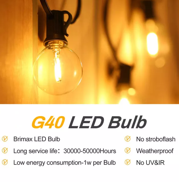 6-50 Stück G40 LED Glühbirnen E12 Globe Glass Ersatzbirnen Wasserdicht Warmweiß 3