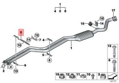 Staffa di scarico tubo anteriore originale BMW E81 E82 E87N E88 OEM 18207551214