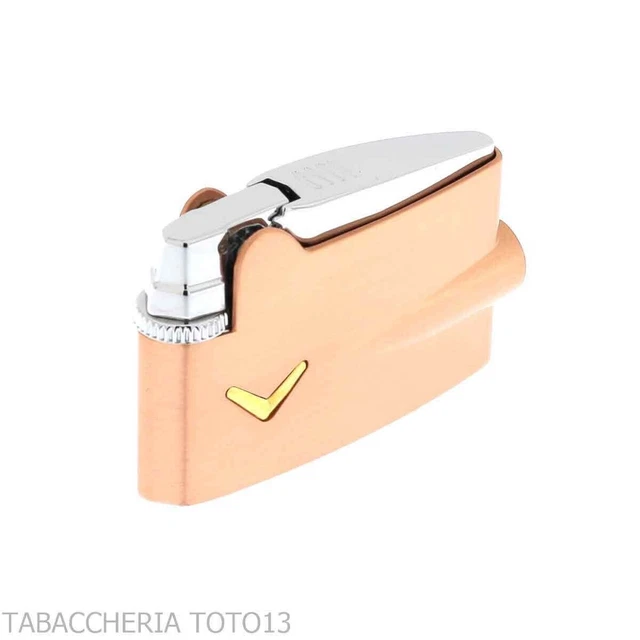Accendino Ronson mini Varaflame V dorata su rame satinato