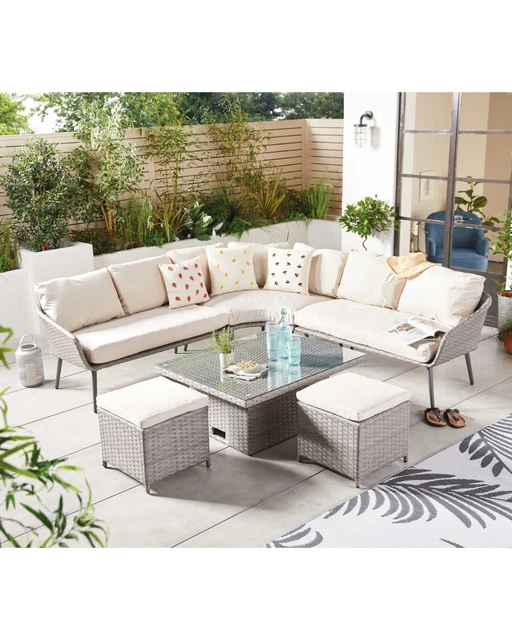 ALDI GARDEN LINE Rattan Woven Corner Sofa Chairs Dining Table Outdoor