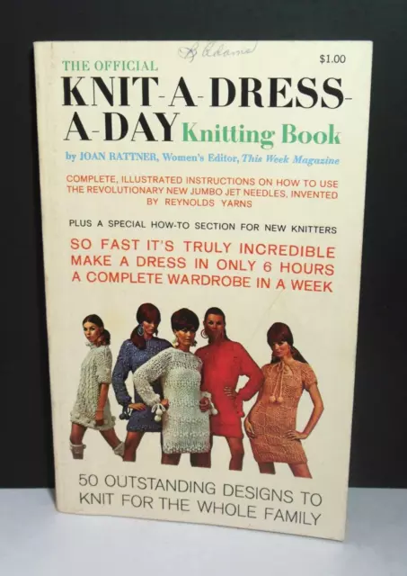 Knit A Dress A Day KNITTING BOOK Using Jumbo Big Needles 1960s How To Instantly