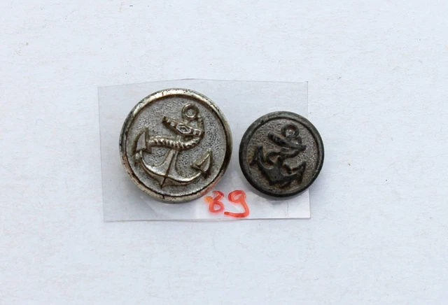 Lot D'anciens Boutons Vintage - Décor Ancre De Marine - Mercerie Collection